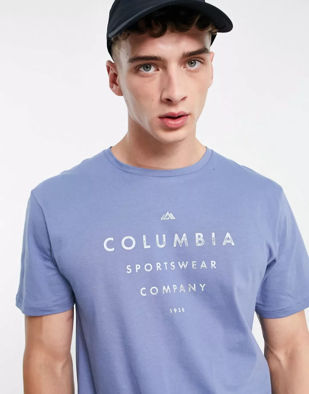 Columbia – Path Lake – T-Shirt in Blau mit Grafikprint günstig online kaufen