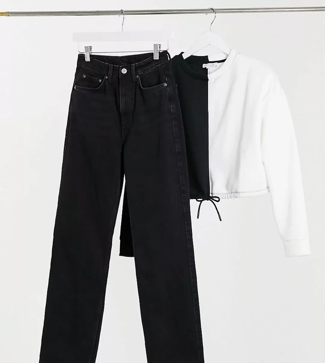 Weekday – Row – Schmale Jeans aus Bio-Baumwolle in Echo-Schwarz mit geradem günstig online kaufen