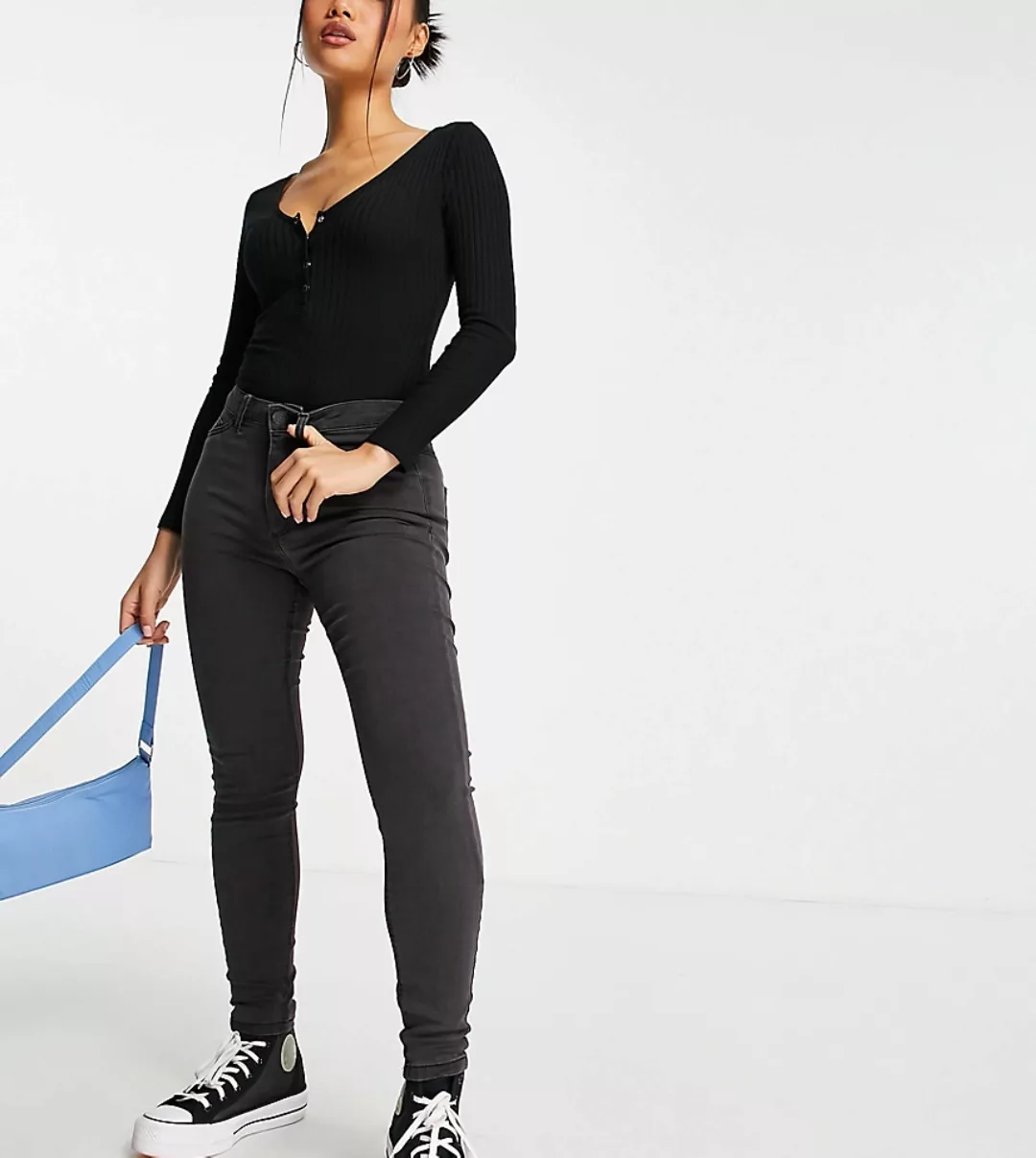 Noisy May Petite – Callie – Enge Jeans in Grau günstig online kaufen