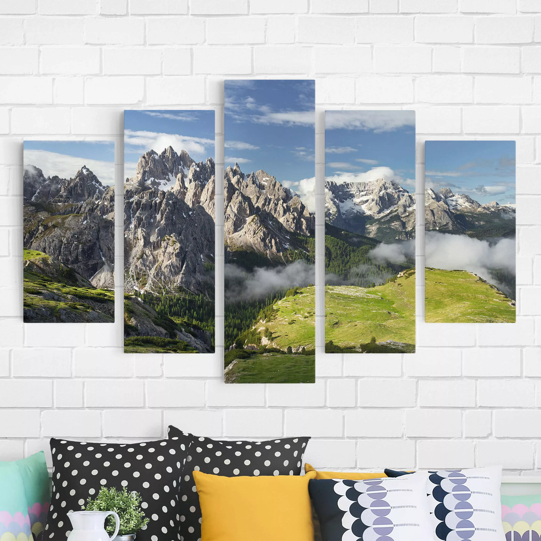 5-teiliges Leinwandbild - Querformat Italienische Alpen günstig online kaufen
