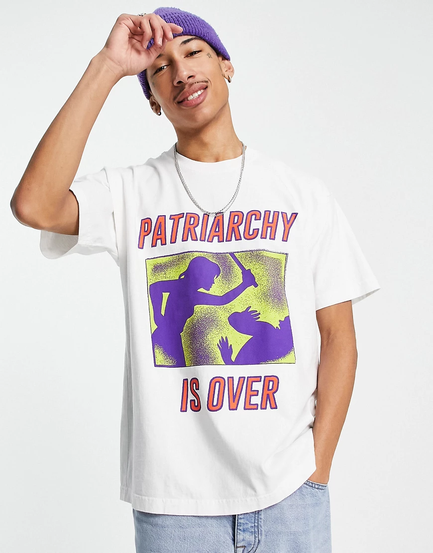 Obey – T-Shirt in Weiß mit „Patriarchy Is Over“-Print günstig online kaufen