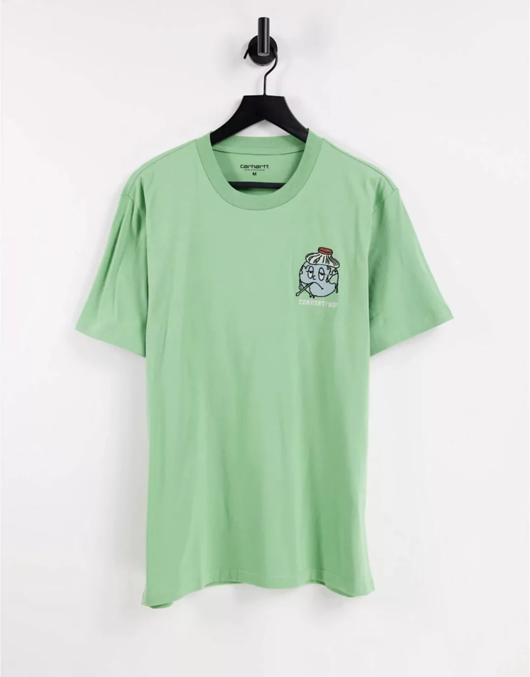 Carhartt WIP – T-Shirt mit erkältete-Welt-Logo in Grün günstig online kaufen