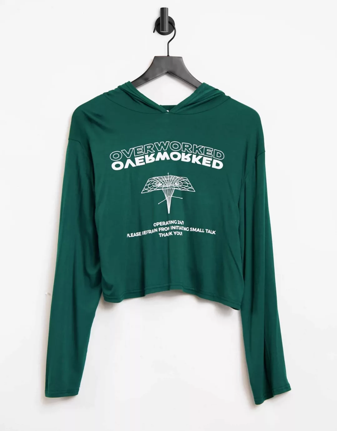 Adolescent Clothing – Lounge-Kapuzenpullover mit „Overworked”-Print in Grün günstig online kaufen