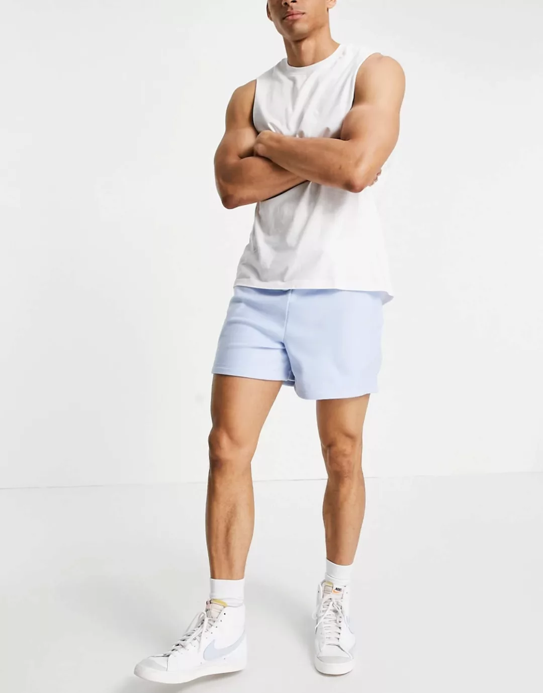 ASOS DESIGN – Oversize-Shorts aus Polarfleece in Hellblau-Grün günstig online kaufen
