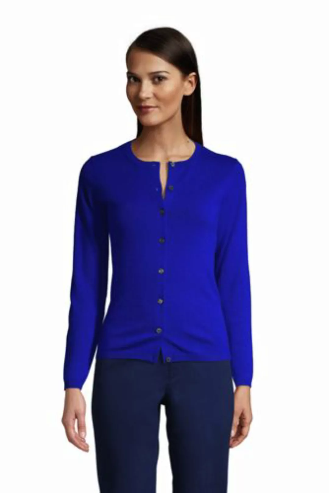 Kaschmir-Cardigan mit rundem Ausschnitt, Damen, Größe: 48-50 Normal, Blau, günstig online kaufen