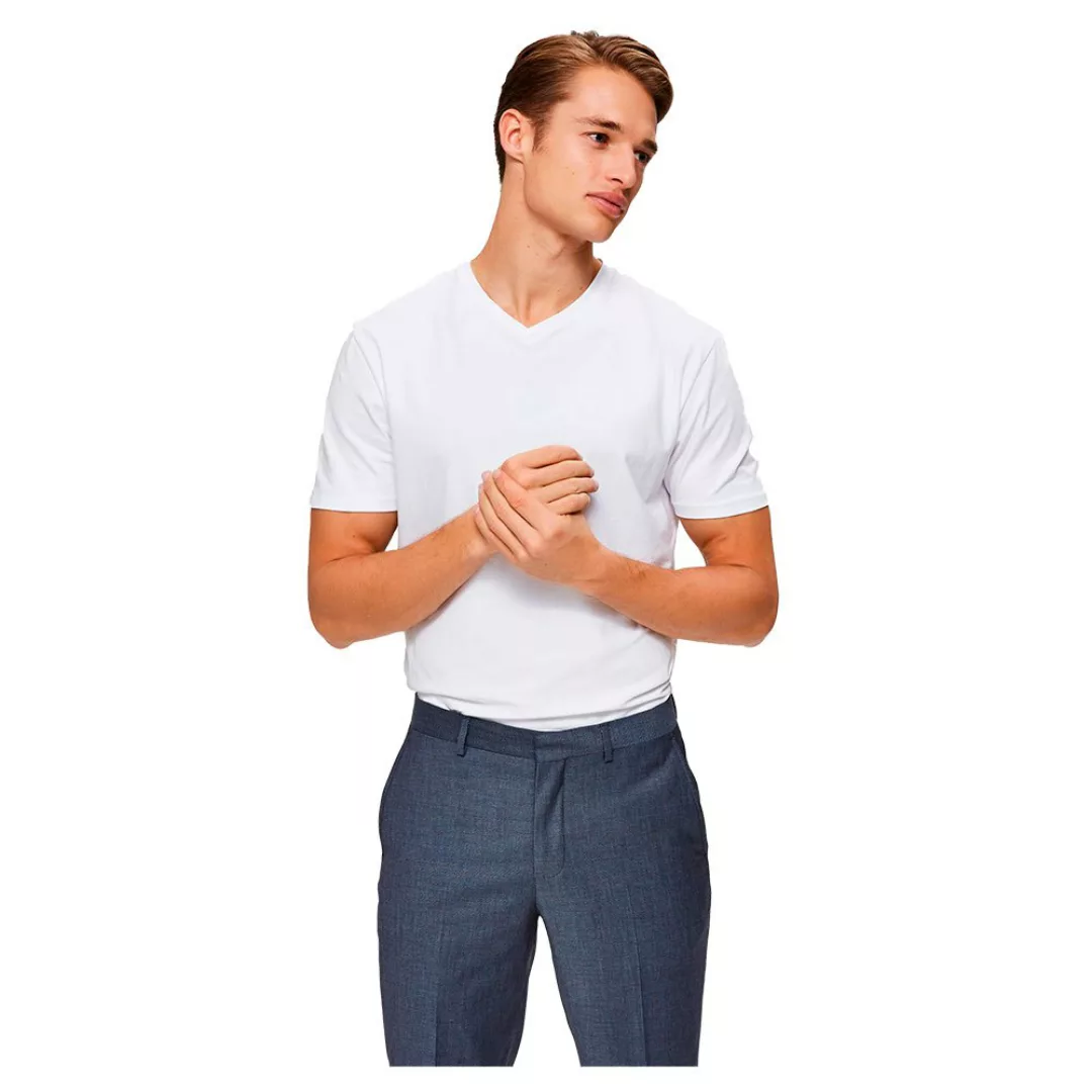 Selected New Pima Kurzarm-t-shirt Mit V-ausschnitt B XL Bright White günstig online kaufen
