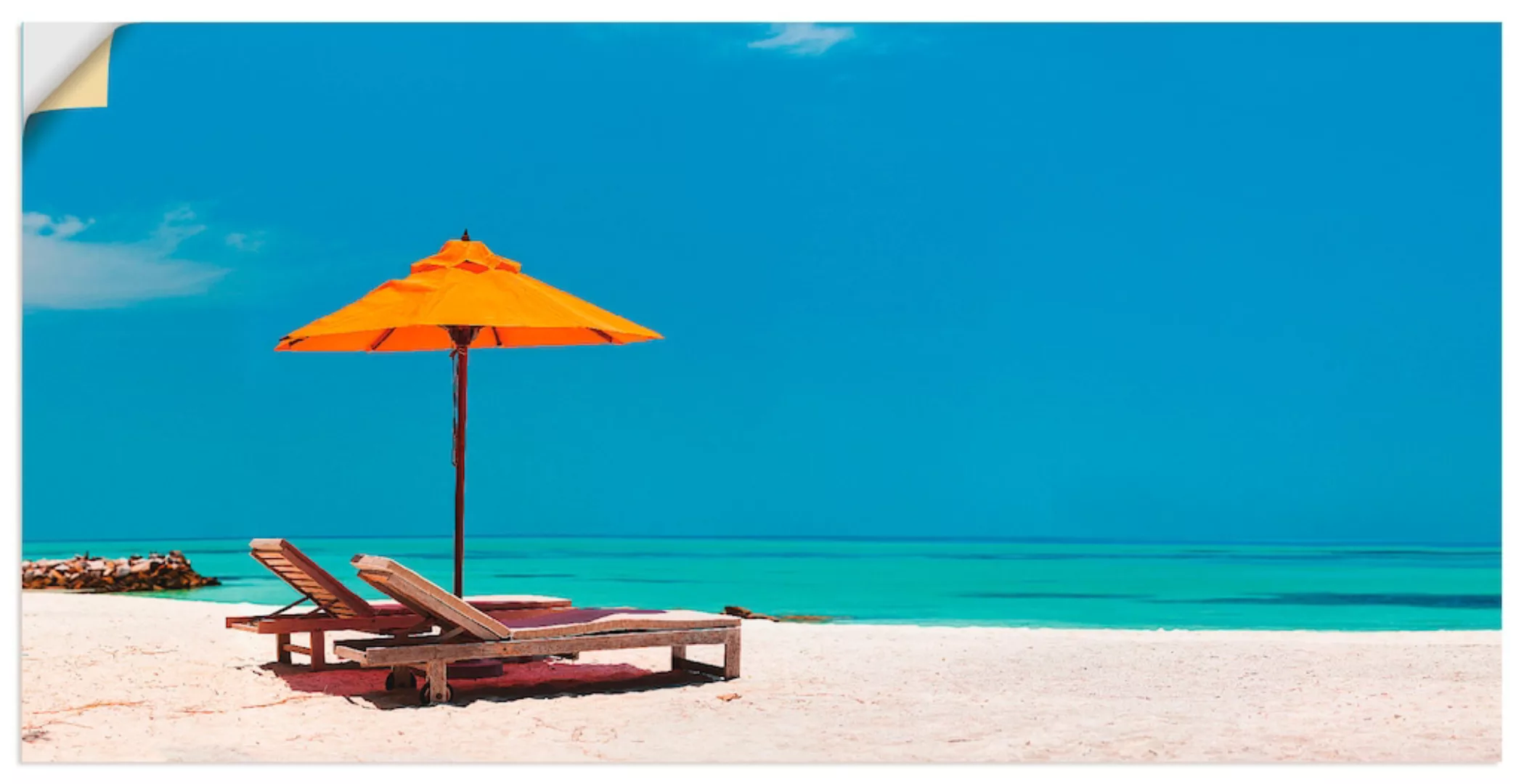 Artland Wandbild »Liegestuhl Sonnenschirm Strand Malediven«, Strand, (1 St. günstig online kaufen