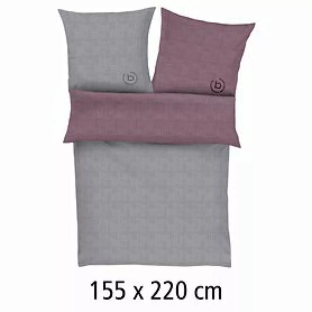 Mako-Satin-Bettwäsche 'Bicolor' grau/violett 155x220cm günstig online kaufen
