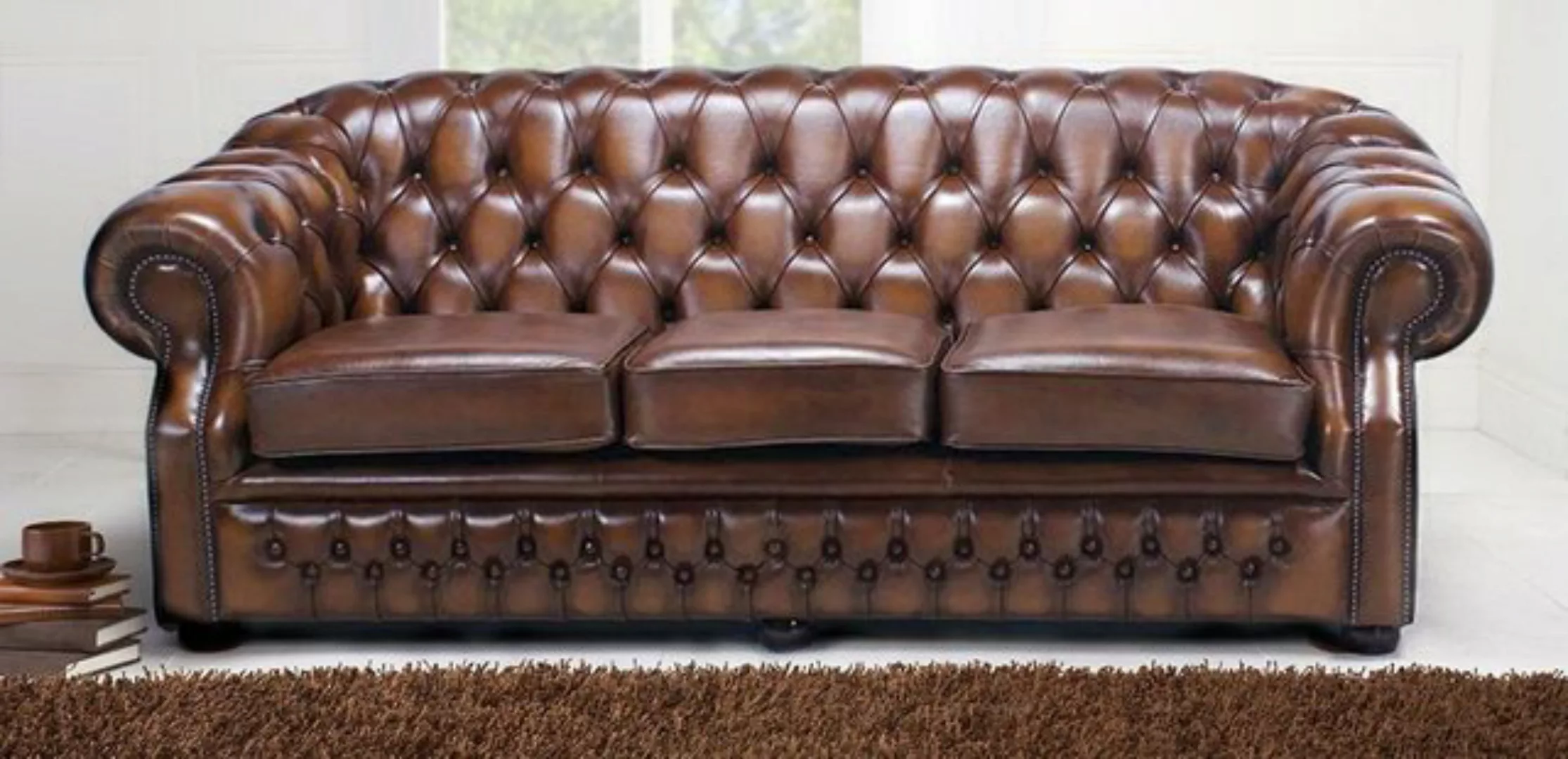 JVmoebel 3-Sitzer Chesterfield Design Polster Couch Leder Sofa Garnitur Lux günstig online kaufen