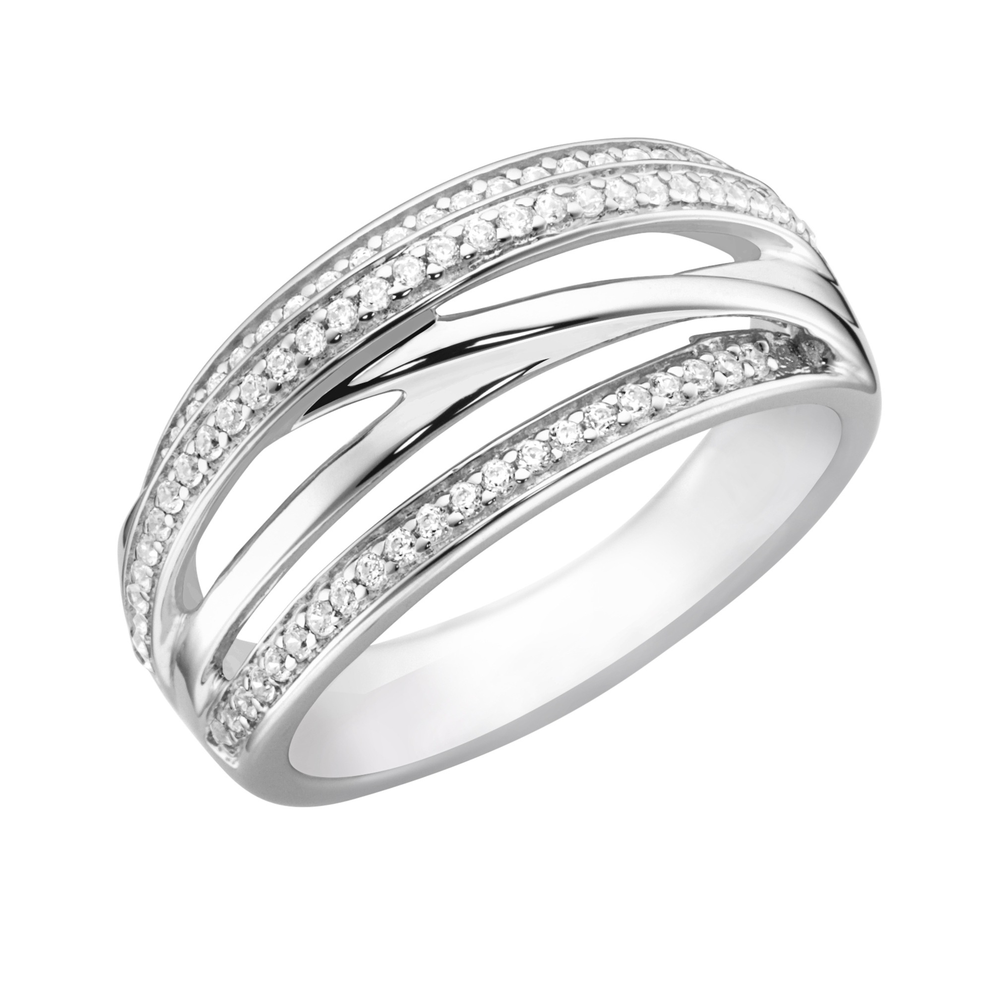 Smart Jewel Fingerring "verschlungen mit Zirkonia Steinen, Silber 925" günstig online kaufen