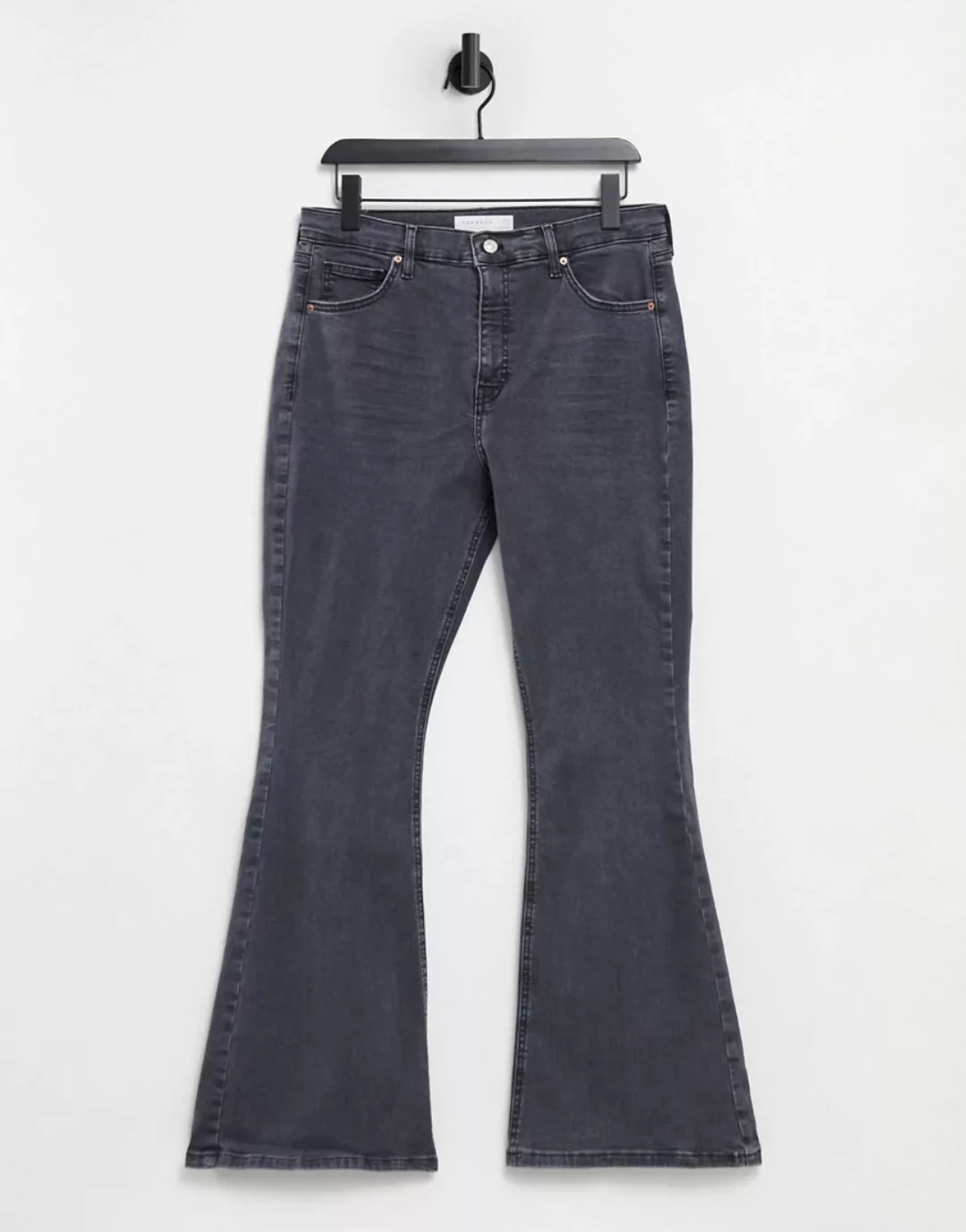 Topshop – Jamie – Ausgestellte Jeans engem Schnitt in verwaschenem Schwarz günstig online kaufen