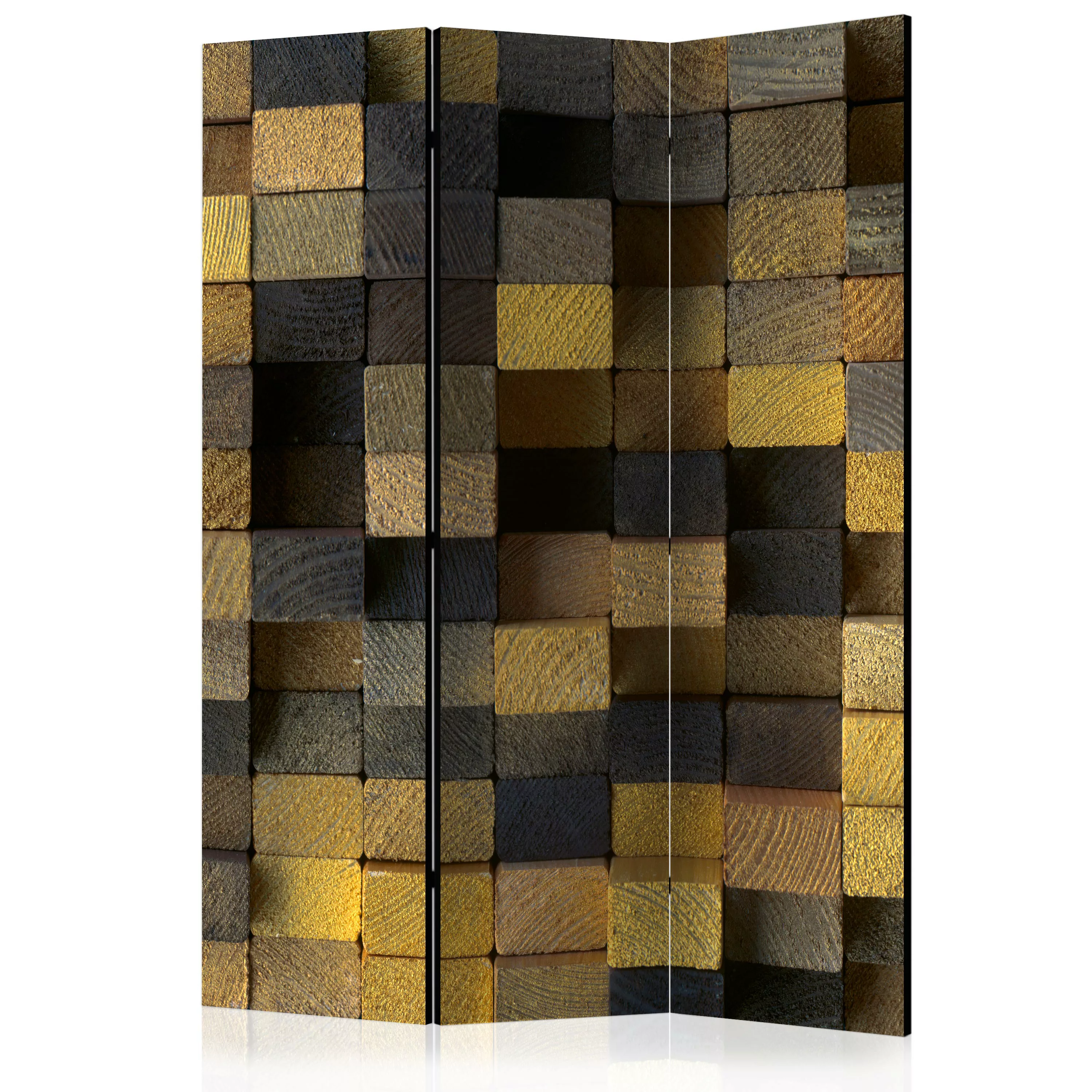 3-teiliges Paravent - Wooden Cubes [room Dividers] günstig online kaufen
