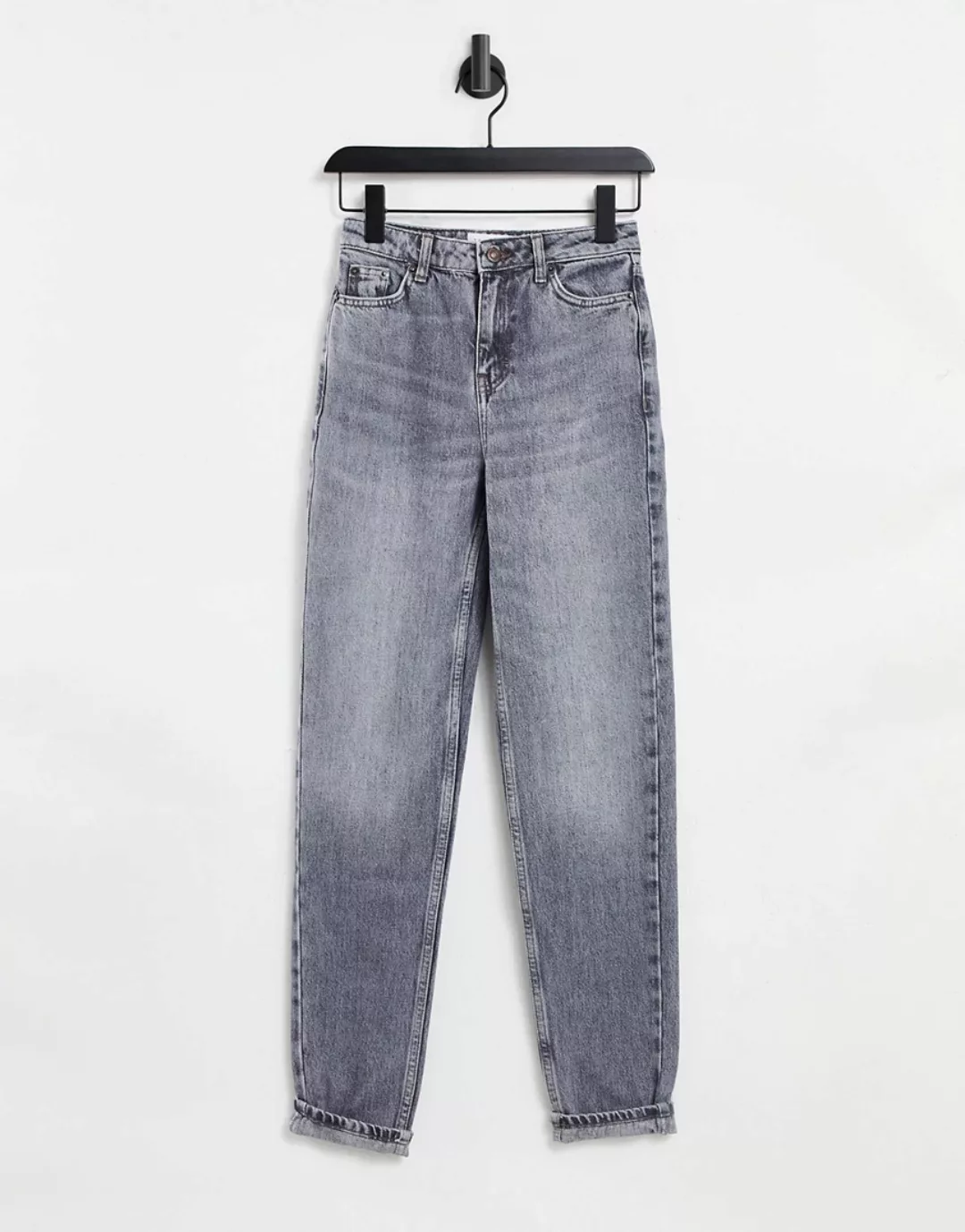 Topshop – Mom-Jeans aus recyceltem Baumwollmix in Grau günstig online kaufen