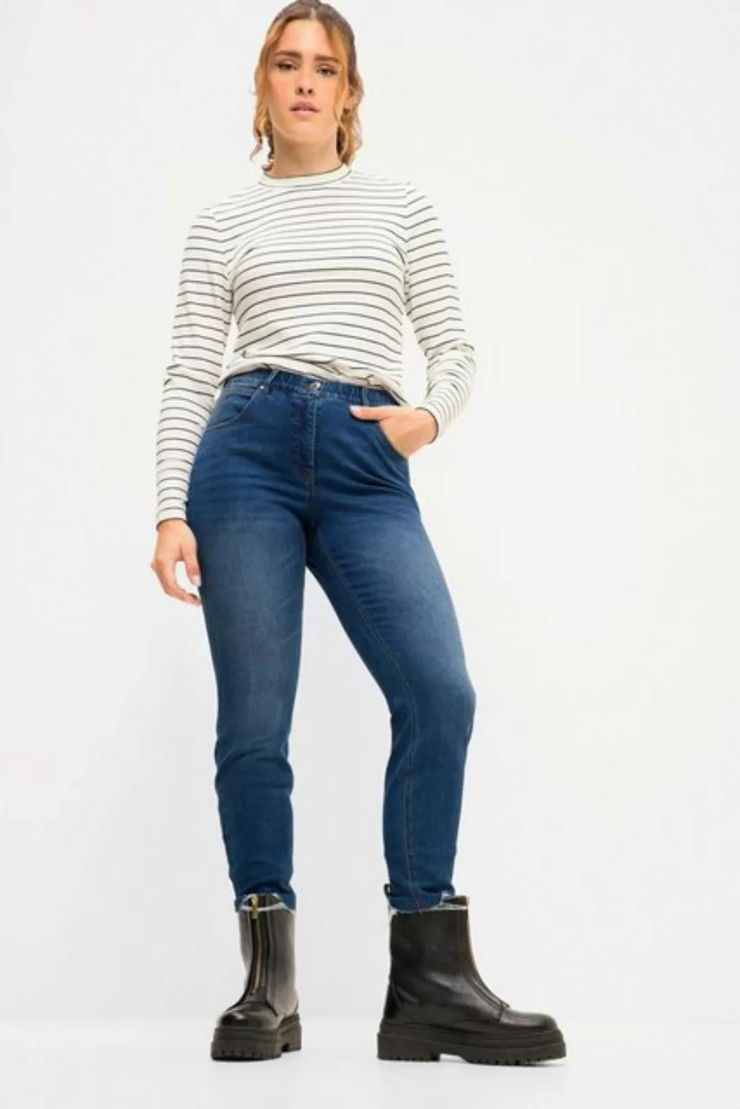Studio Untold 5-Pocket-Jeans Skinny-Jeans 5-Pocket Elastikbund Fransensaum günstig online kaufen