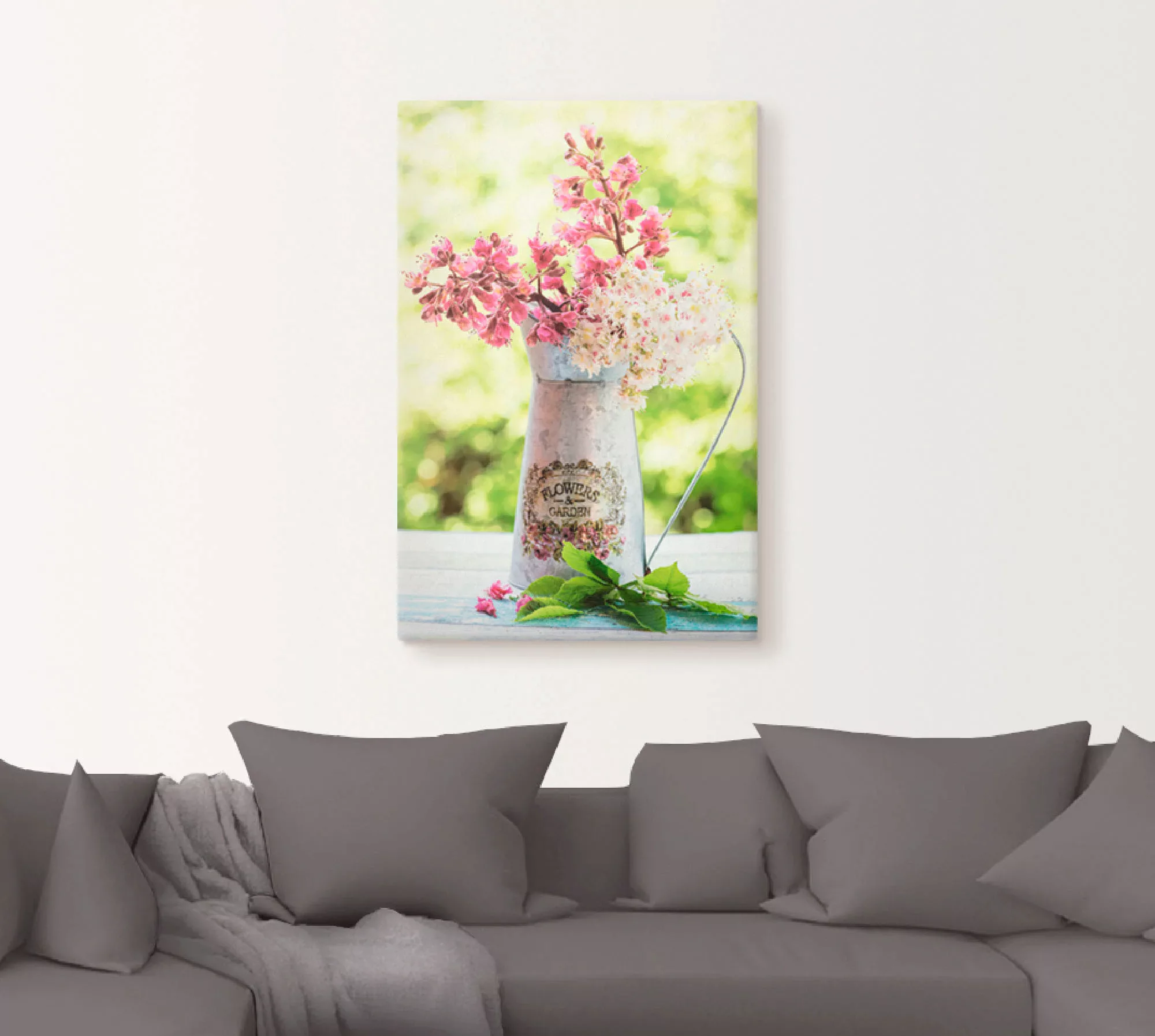 Artland Leinwandbild »Kastanien Blüten in Krug«, Blumen, (1 St.) günstig online kaufen