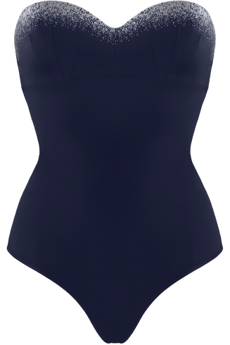 Ishtar Trägerlos Badeanzug | Wired Padded Midnight Blue And Silver günstig online kaufen