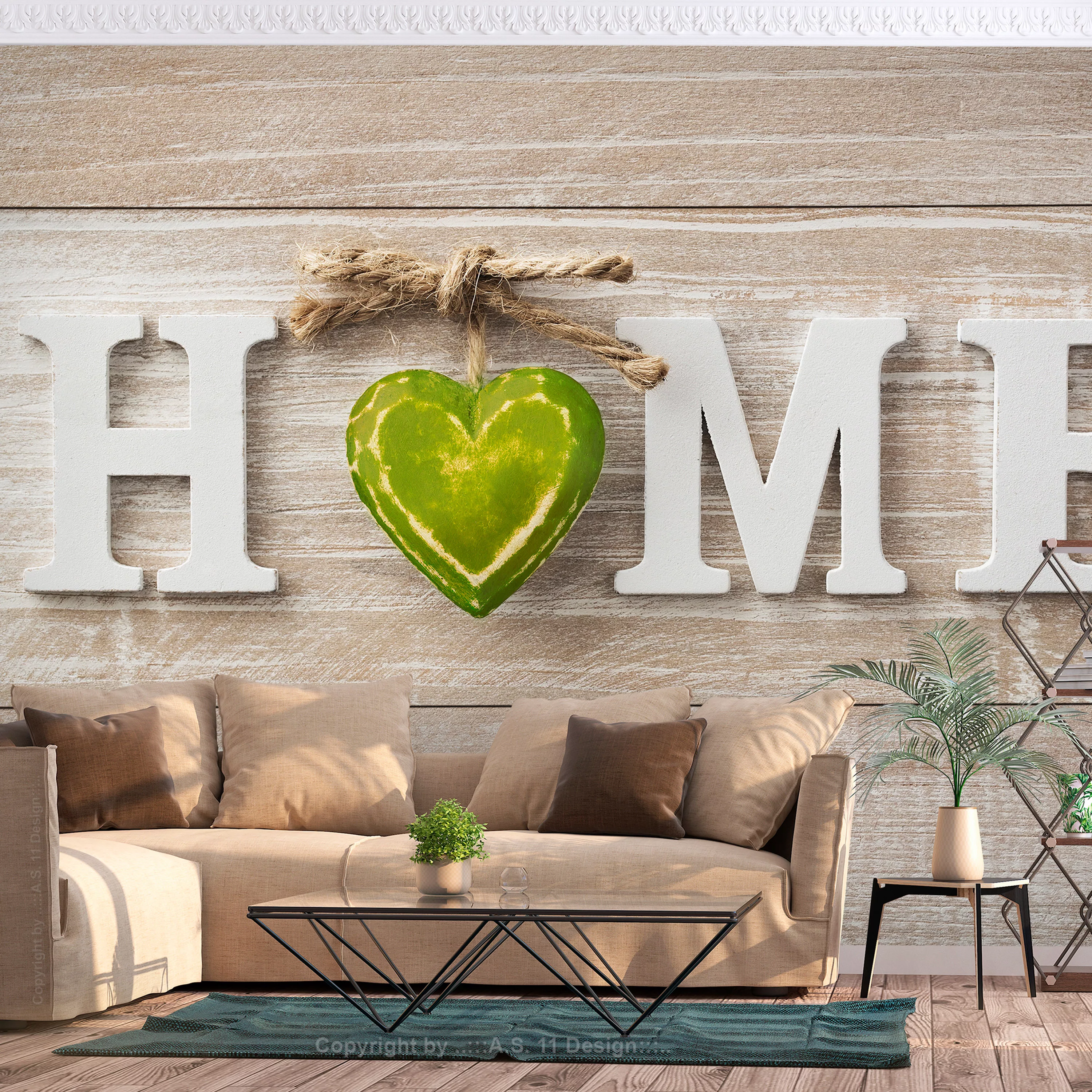 Selbstklebende Fototapete - Home Heart (green) günstig online kaufen