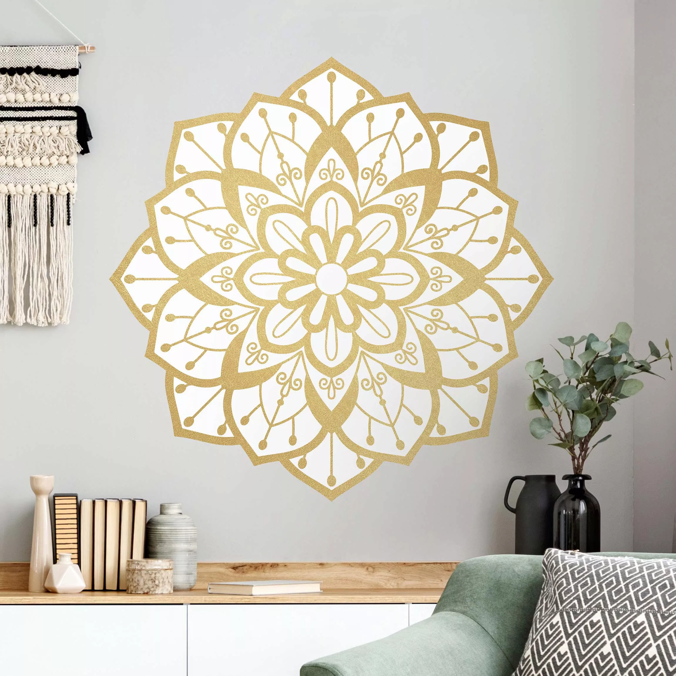 Wandtattoo Mandala Blüte Muster gold weiß günstig online kaufen