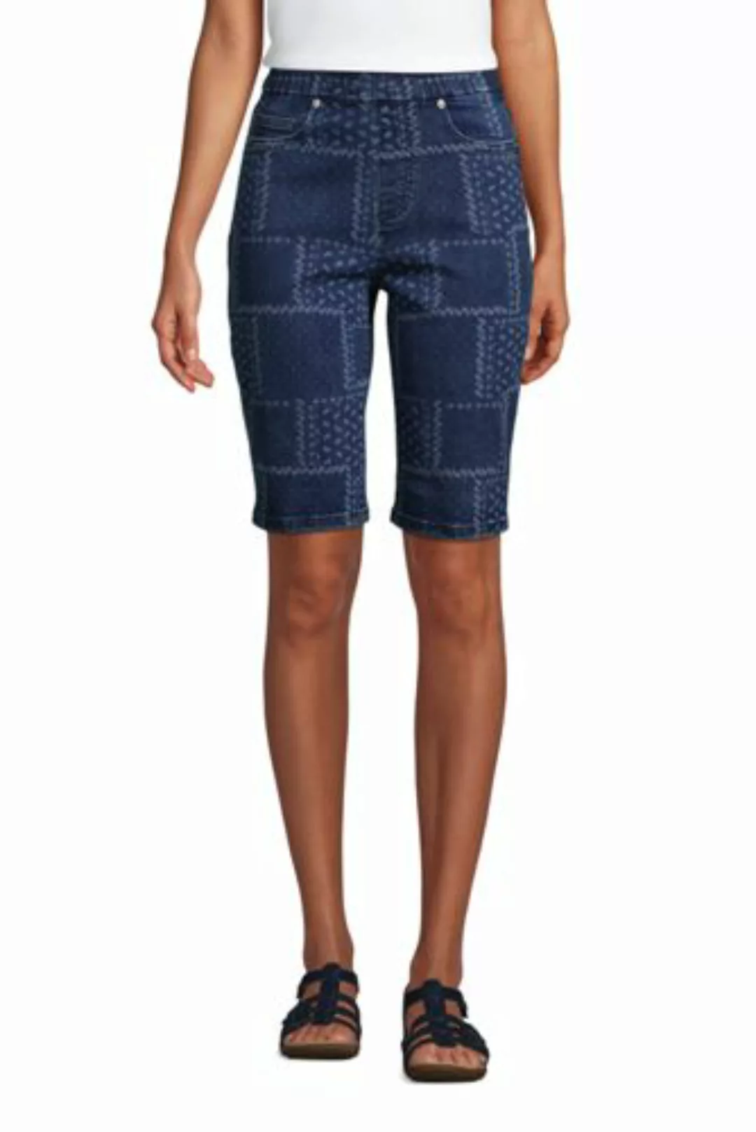 Jeans-Bermudas High Waist mit Dehnbund in großen Größen, Damen, Größe: XL P günstig online kaufen
