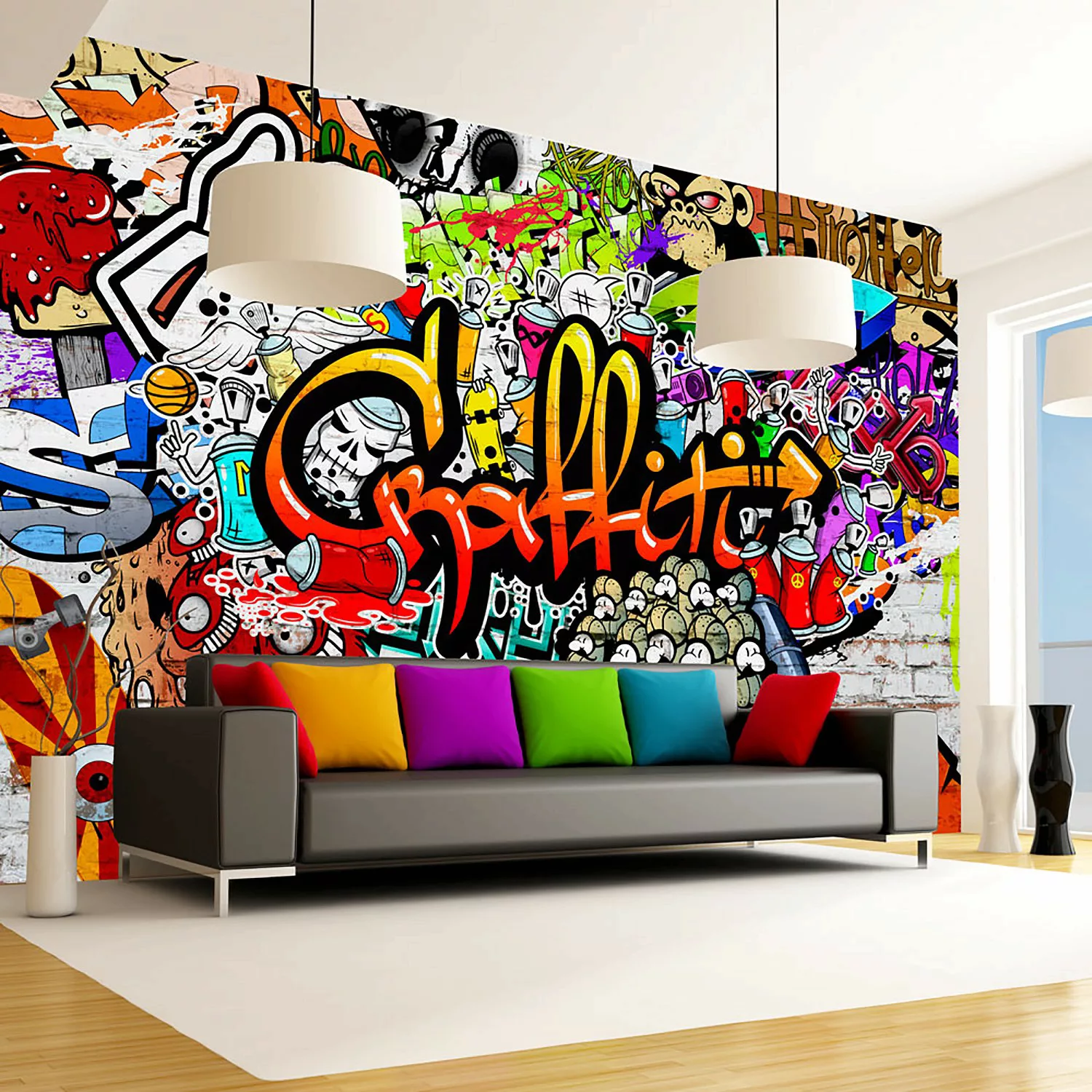 home24 Vlies Fototapete Colorful Graffiti günstig online kaufen