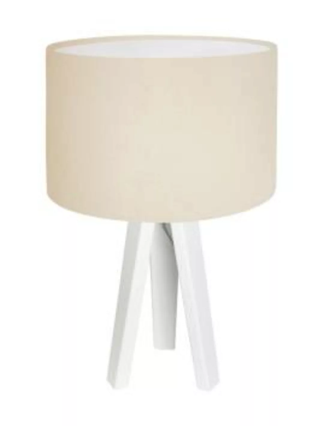 Tischlampe Dreibein Creme Weiß Holz 46cm Retro AYLMER günstig online kaufen