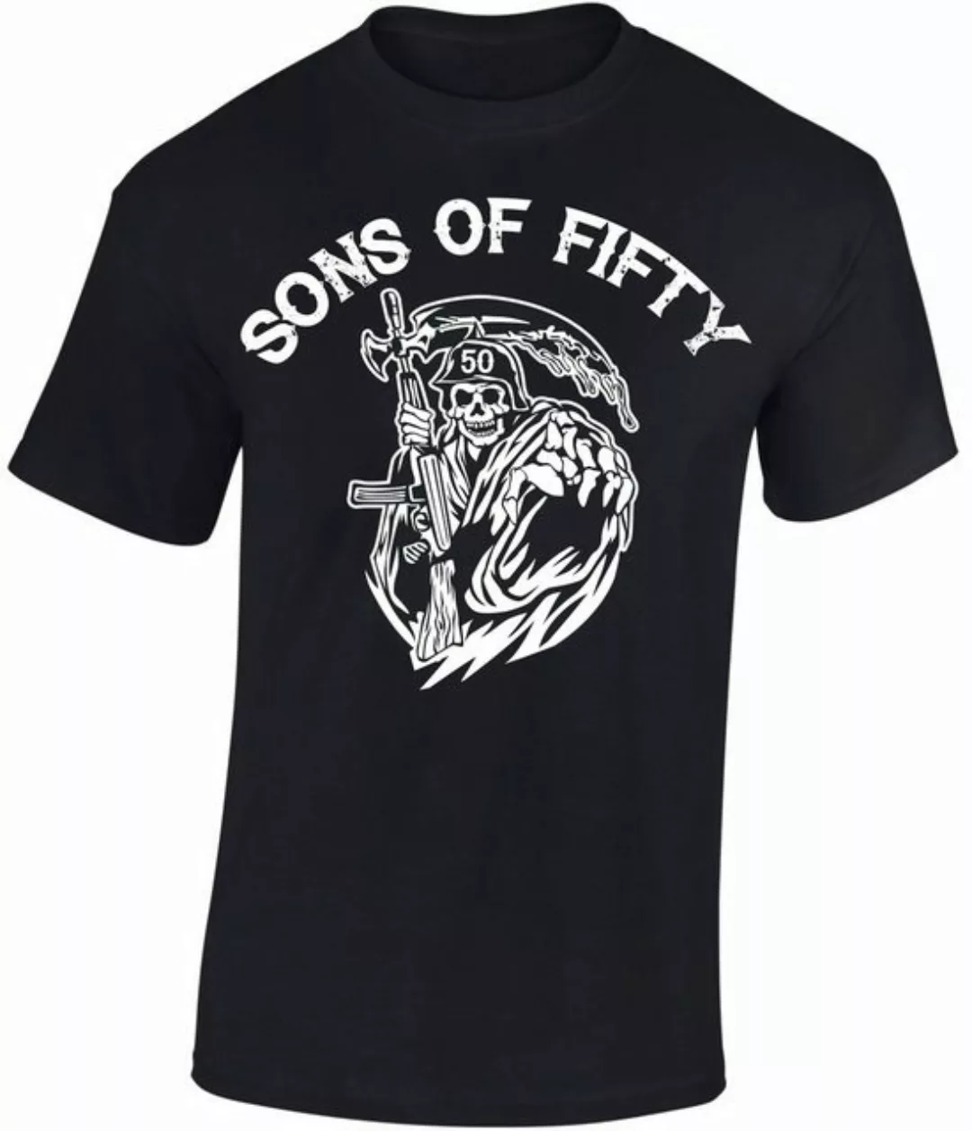 Baddery Print-Shirt Geburtstagsgeschenk für Biker 50 Jahre - Sons of Fifty, günstig online kaufen