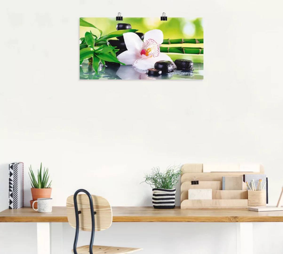 Artland Wandbild "Spa Steine Bambus Zweige Orchidee", Zen, (1 St.) günstig online kaufen