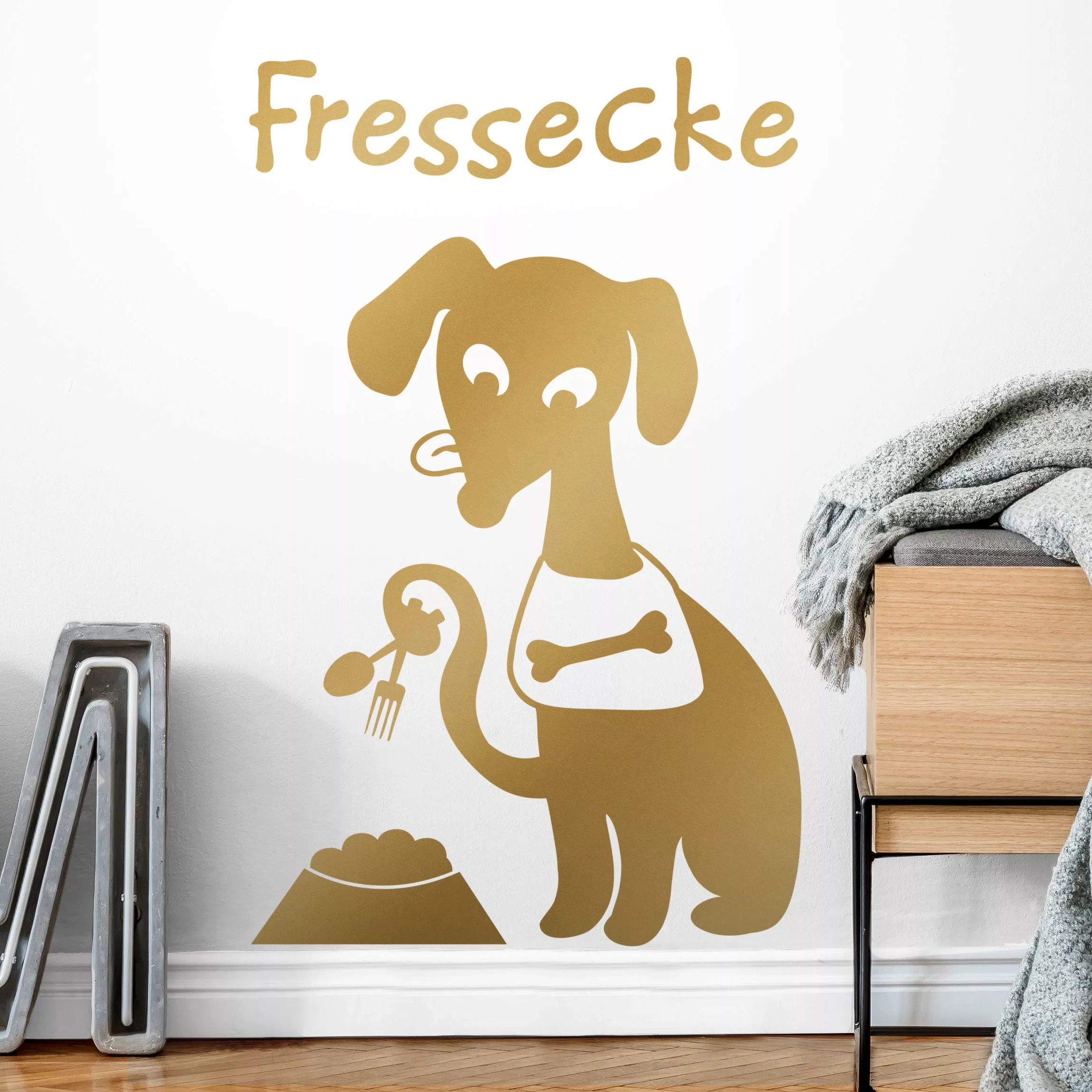 Wandtattoo Küchenspruch 3-teilig Hunde-Fressecke günstig online kaufen