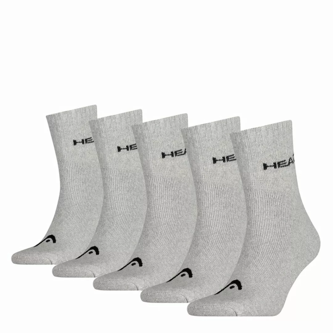 HEAD Unisex Short Crew Socken - Kurzsocken, 5er Pack, einfarbig Grau 43-46 günstig online kaufen